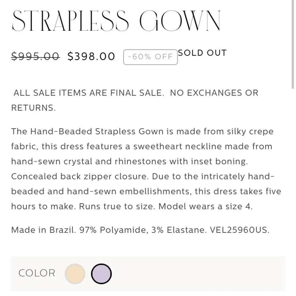 PatBO Strapless Purple Evening Gown with Beaded Sweetheart Neckline - Picture 7 of 13